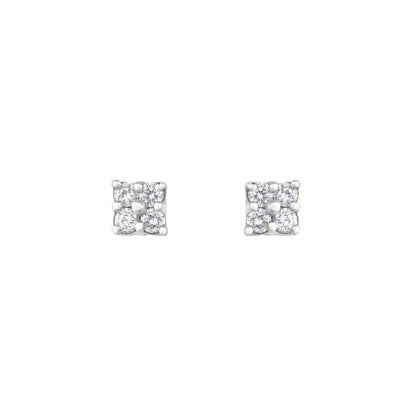 Diamond Square Studs in 18K White Gold with White Diamonds