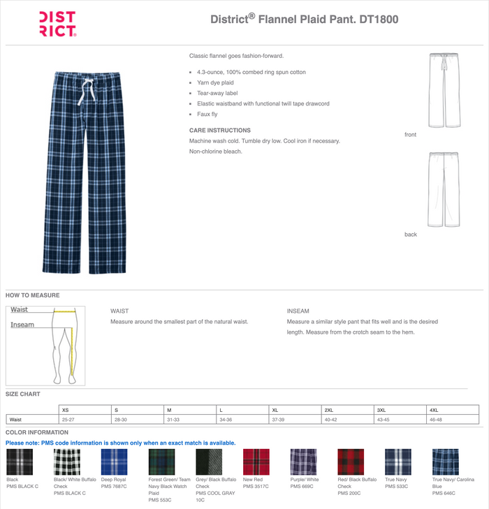 District Flannel Plaid Pants