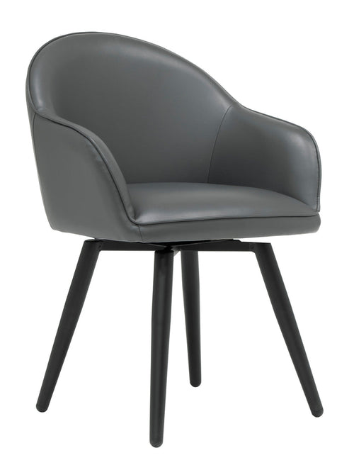 Dome Swivel Office/Dining/Guest Accent Chair w/Arms Blended Leather Metal Legs 70189