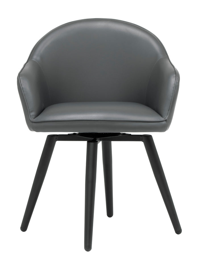 Dome Swivel Office/Dining/Guest Accent Chair w/Arms Blended Leather Metal Legs 70189