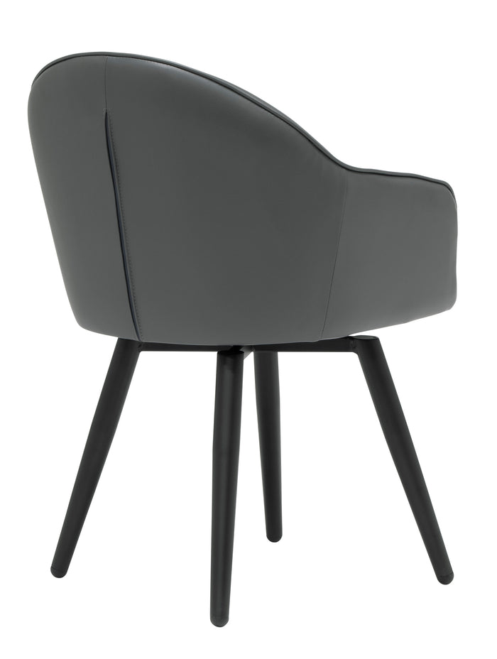 Dome Swivel Office/Dining/Guest Accent Chair w/Arms Blended Leather Metal Legs 70189