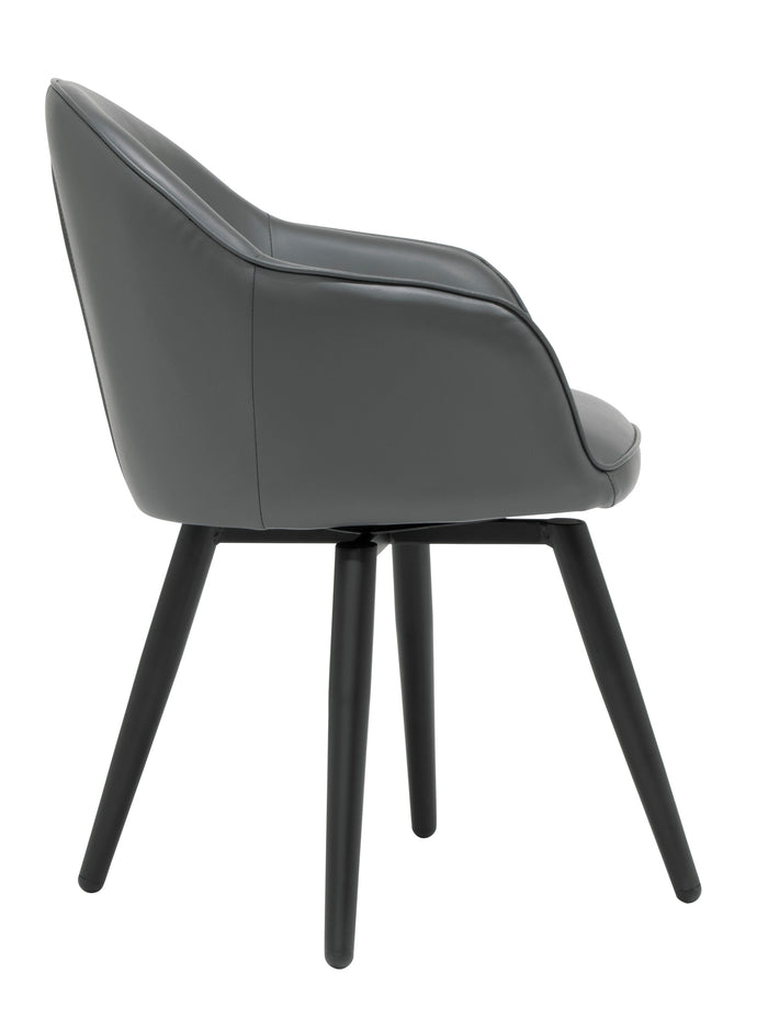 Dome Swivel Office/Dining/Guest Accent Chair w/Arms Blended Leather Metal Legs 70189