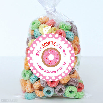 Donut Valentine's Day Stickers - Pink