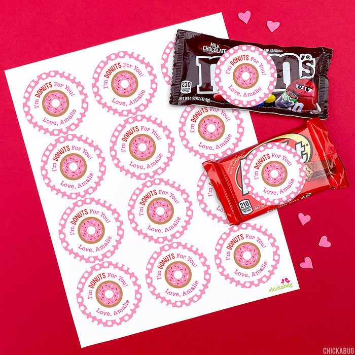Donut Valentine's Day Stickers - Pink