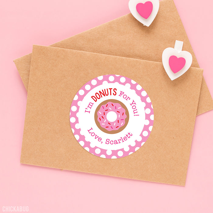 Donut Valentine's Day Stickers - Pink