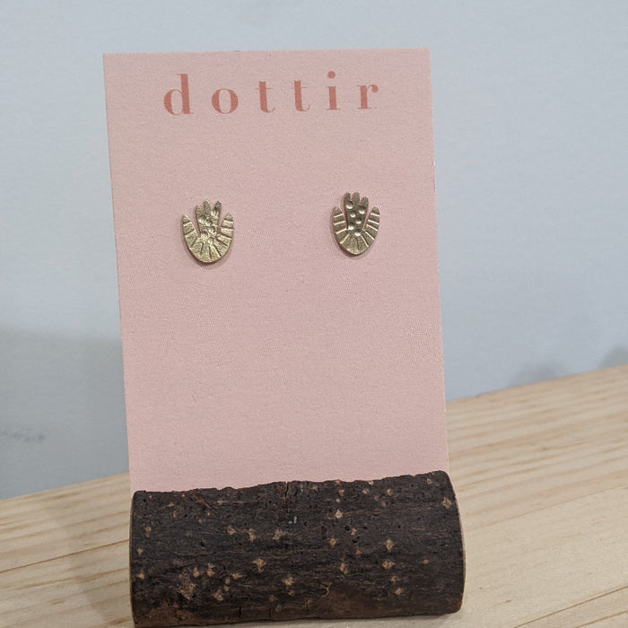 Dottir Scandi Floral Earrings | Brass
