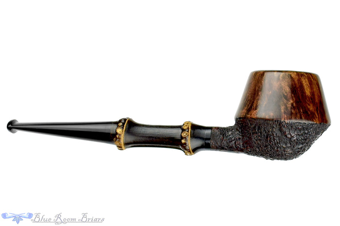 Blue Room Briars is proud to present this Doug Finlay Pipe Partial Blast Rhodesian with Dark Bamboo