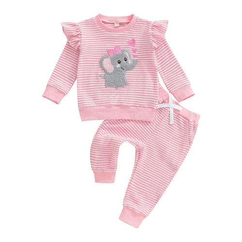 ELEPHANT Pink Striped Ruffle Outfit