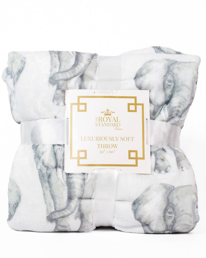 Elephant Stomp Throw Grey/White   50x60
