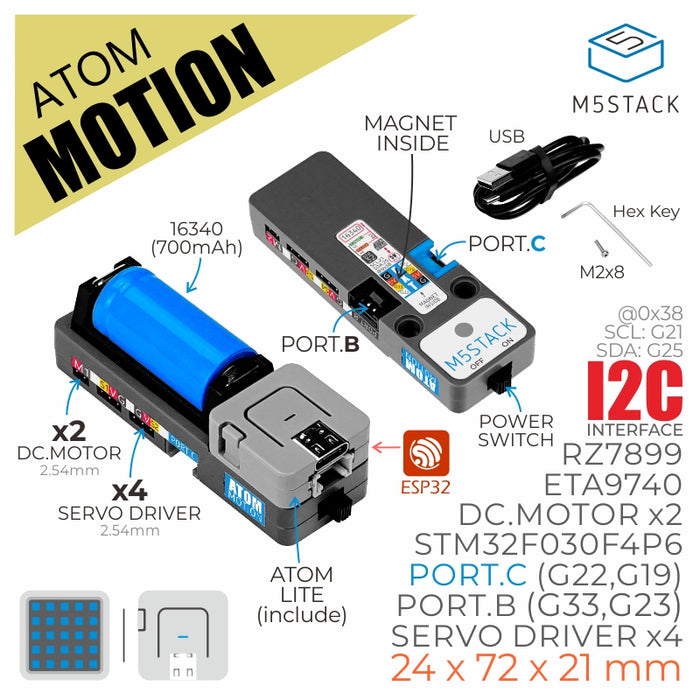 ATOM Motion Kit with Motor and Servo Driver (STM32F0) - m5stack-store