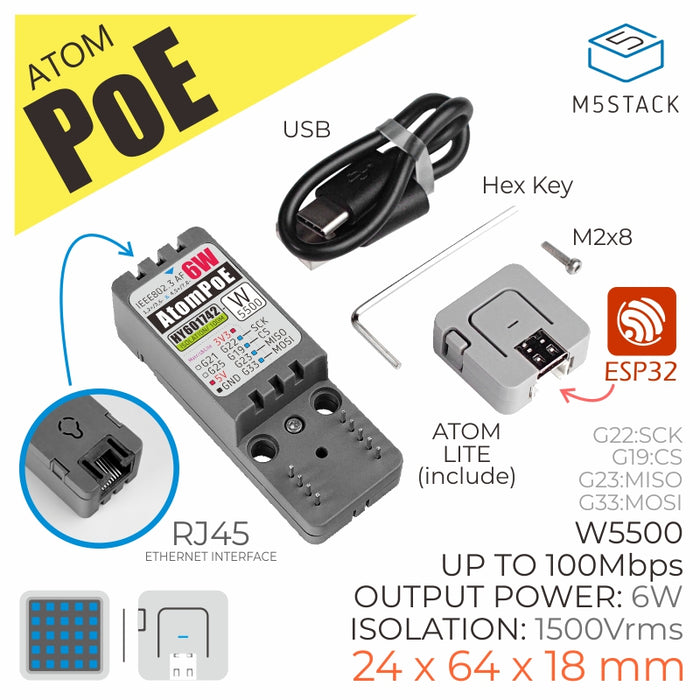ATOM PoE Kit with W5500 (HY601742E) - m5stack-store