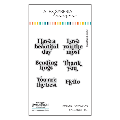 Essential Sentiments Press Plate & Die Set