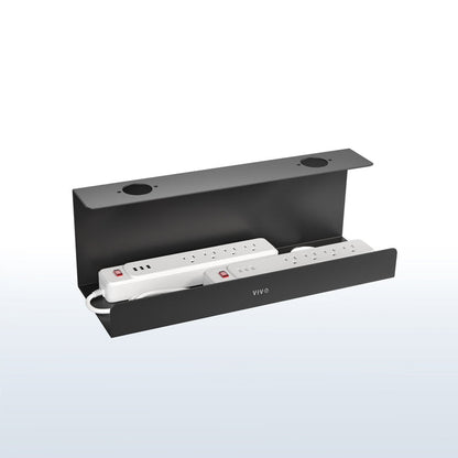 Extra deep under desk cable management tray for office storage. Low profile, sleek, and flexible with simple installation.