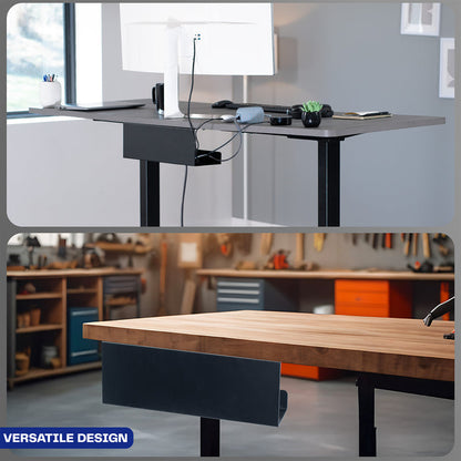 Extra deep under desk cable management tray for office storage. Low profile, sleek, and flexible with simple installation.