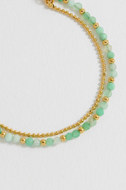 Faceted Green Chalcedony Duo Bracelet