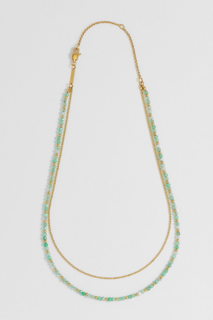 Faceted Green Chalcedony Duo Necklace