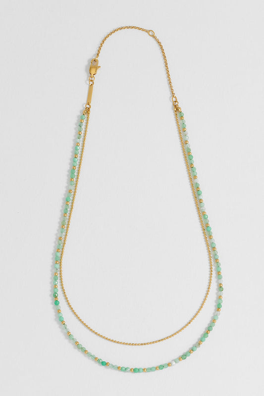 Faceted Green Chalcedony Duo Necklace