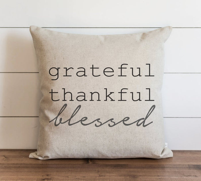 Fall Pillow Cover Grateful Thankful Blessed
