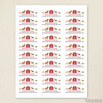 Farm Animals & Barn Address Labels