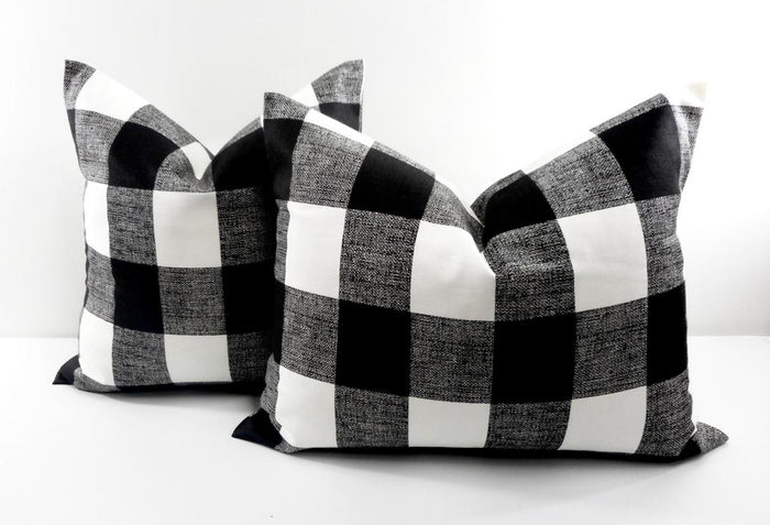 Farmhouse Black Check Pillow Cover