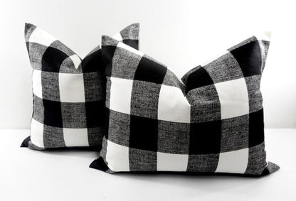 Farmhouse Black Check Pillow Cover