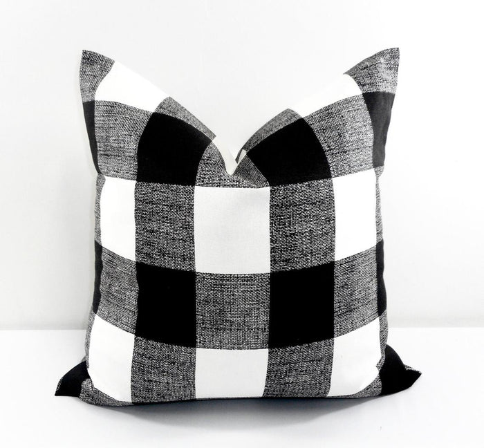 Farmhouse Black Check Pillow Cover
