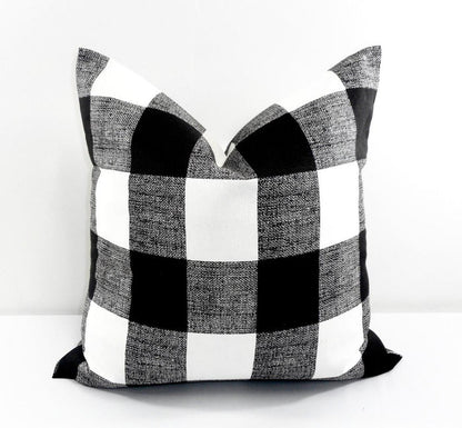 Farmhouse Black Check Pillow Cover