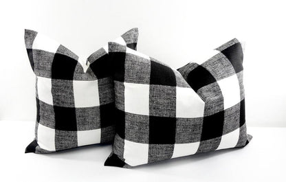 Farmhouse Black Check Pillow Cover
