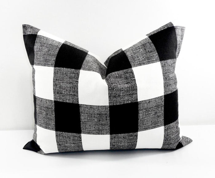 Farmhouse Black Check Pillow Cover