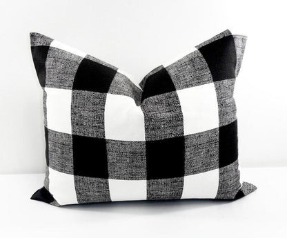 Farmhouse Black Check Pillow Cover