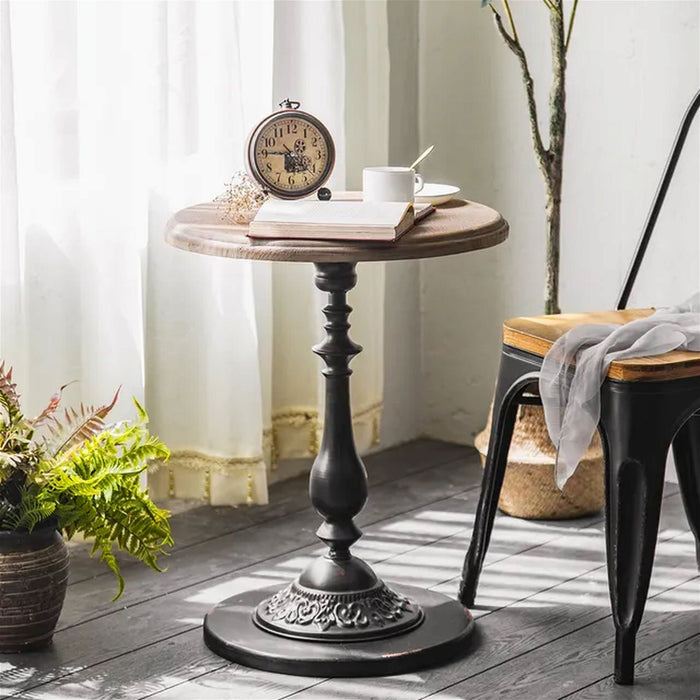 Finn End Table 490mm, Raw Pine Top with Black Leg, Base by Criterion - Home Living Store - End Table