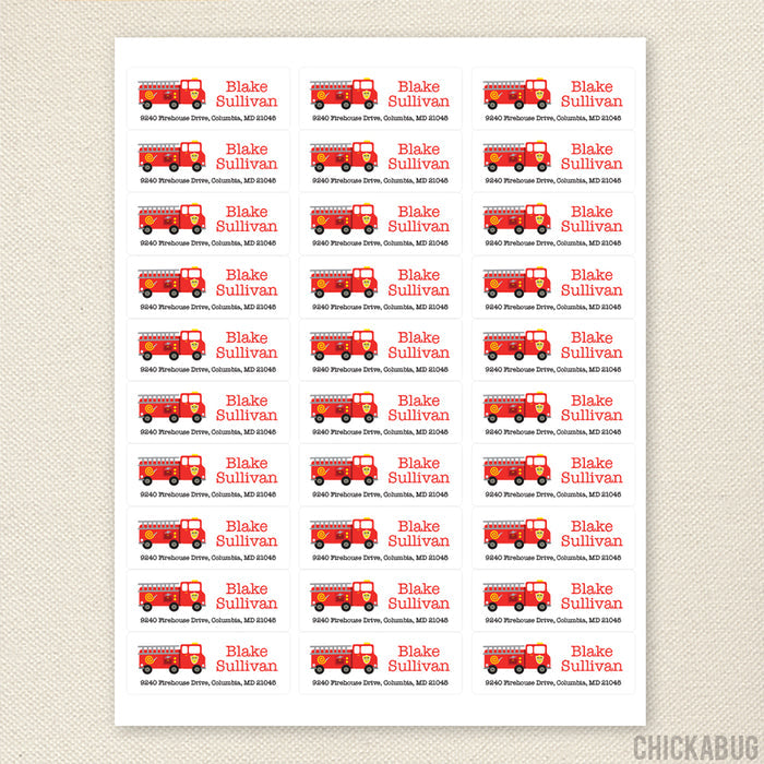 Fire Truck Address Labels