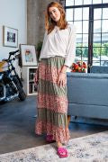 Floral Pull On Elastic Waist Maxi Skirt