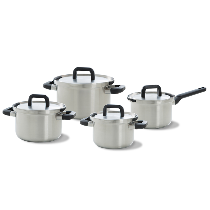 Flow Cool pannenset 4-delig zilver, vooraanzicht