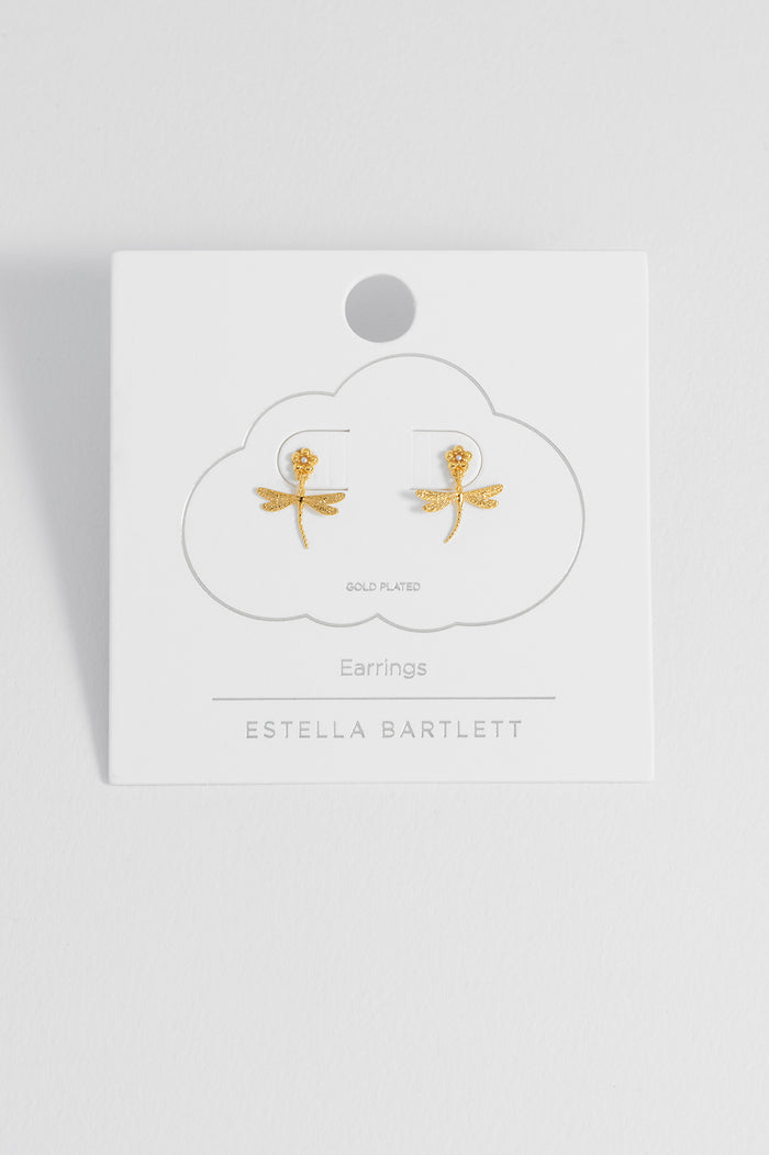 Flower and Dragonfly Drop Earrings