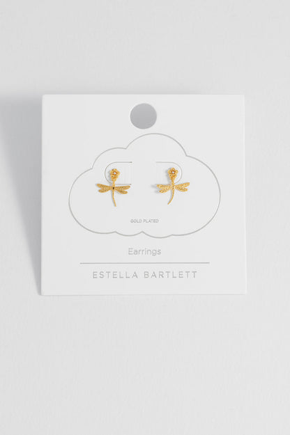Flower and Dragonfly Drop Earrings