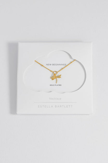 Flower and Dragonfly Necklace