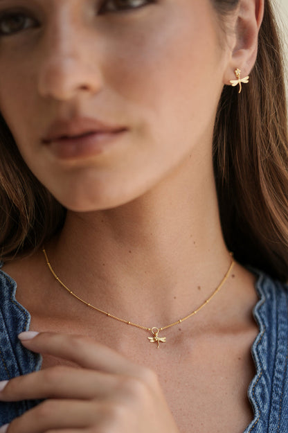 Flower and Dragonfly Necklace