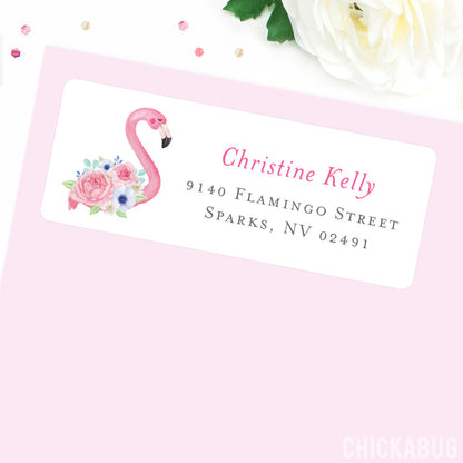 Flower Flamingo Address Labels