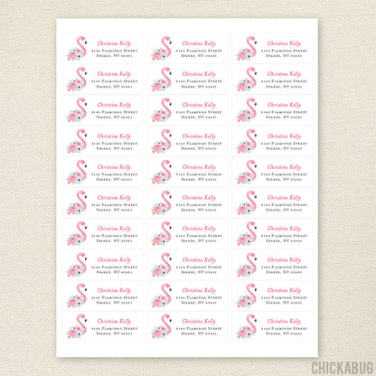 Flower Flamingo Address Labels