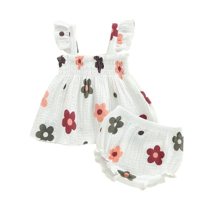 FLOWERS Smocked Summer Outfit