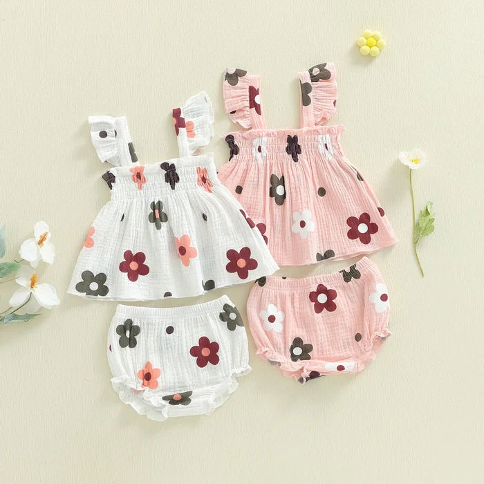 FLOWERS Smocked Summer Outfit