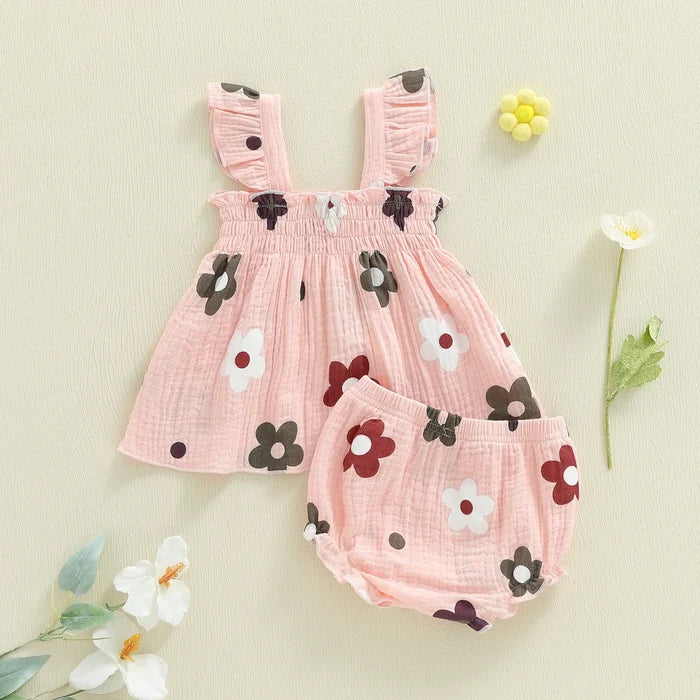 FLOWERS Smocked Summer Outfit