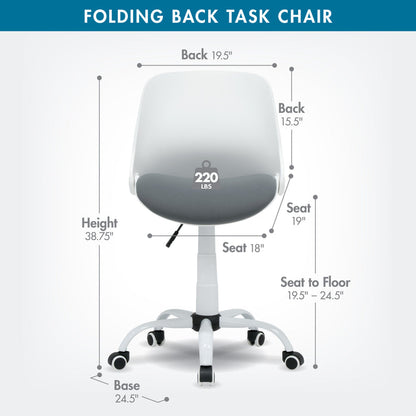 Folding Back Swivel Task Chair, White 18617