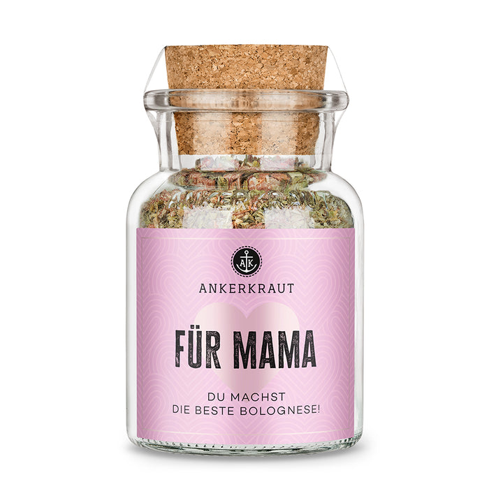 Geschenk für Mama von Ankerkraut im edlen Korkenglas vor weißem Hintergrund.