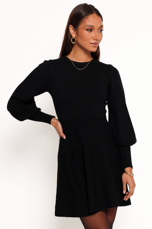 Petal and Pup USA DRESSES Gigi Long Sleeve Mini Dress - Black