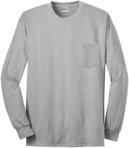 Gildan Ultra Cotton 100% US Cotton Long Sleeve T-Shirt with Pocket