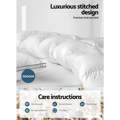 Giselle Bedding Duck Down Feather Quilt 700GSM Queen Size -Home Living Store - -