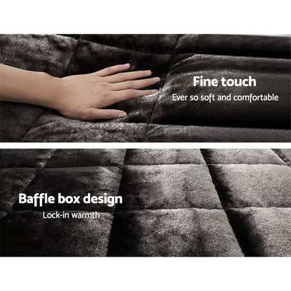 Giselle Bedding Faux Mink Quilt King Size Charcoal -Home Living Store - -