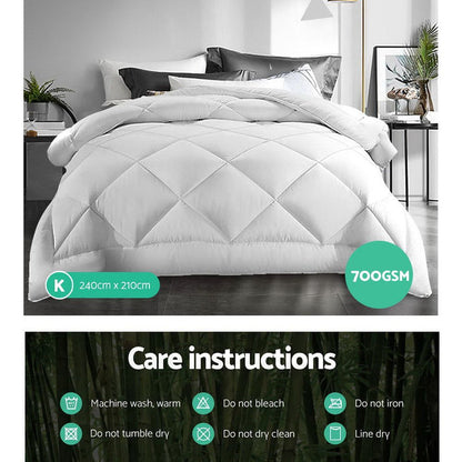 Giselle Bedding King Size 700GSM Microfibre Bamboo Microfiber Quilt -Home Living Store - -